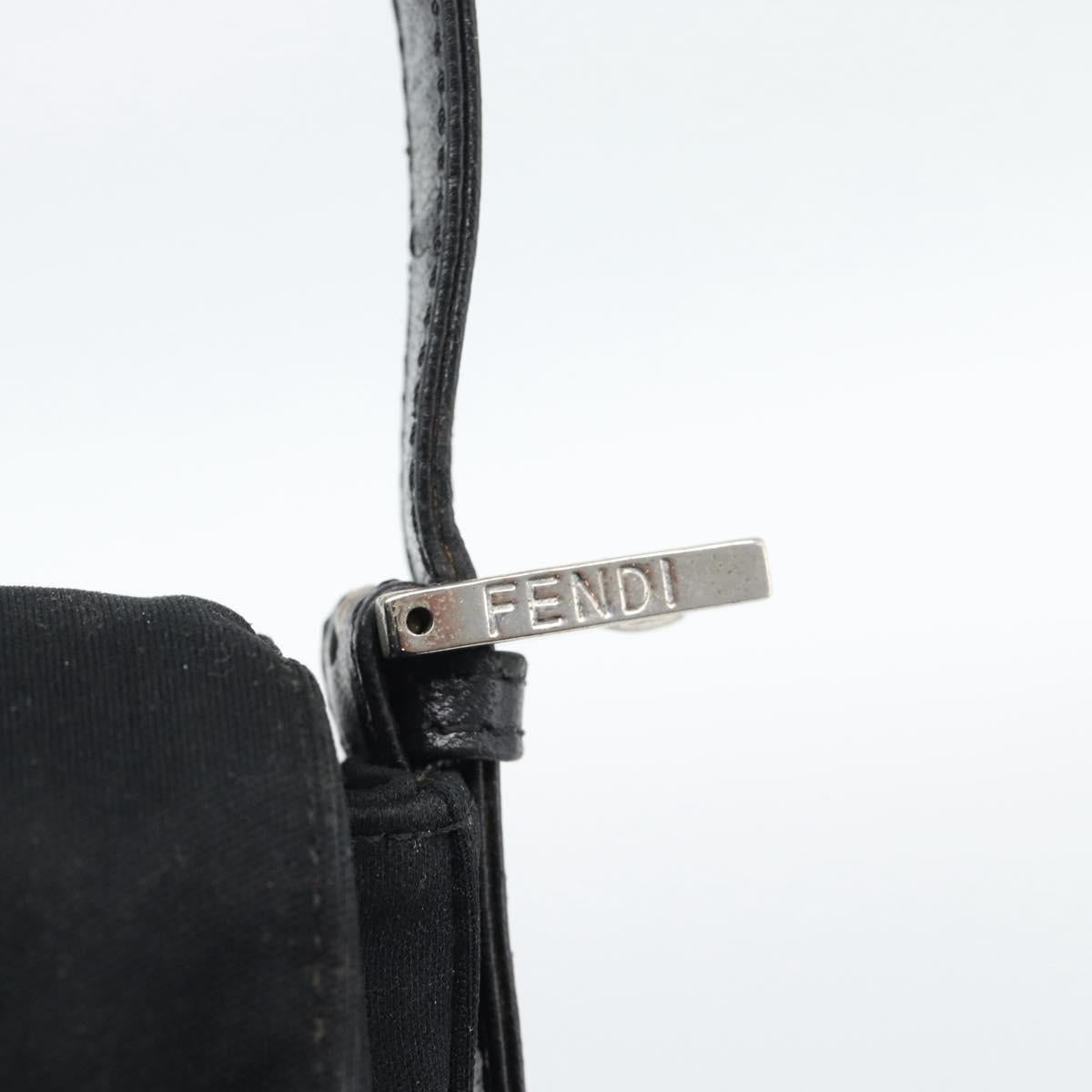 FENDI Mamma Baguette Hand Bag Cotton jersey Black Silver Auth am11937A