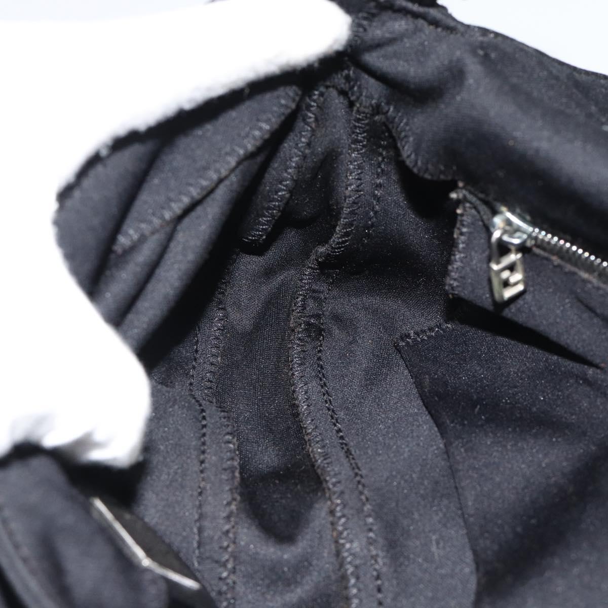 FENDI Mamma Baguette Hand Bag Cotton jersey Black Silver Auth am11937A
