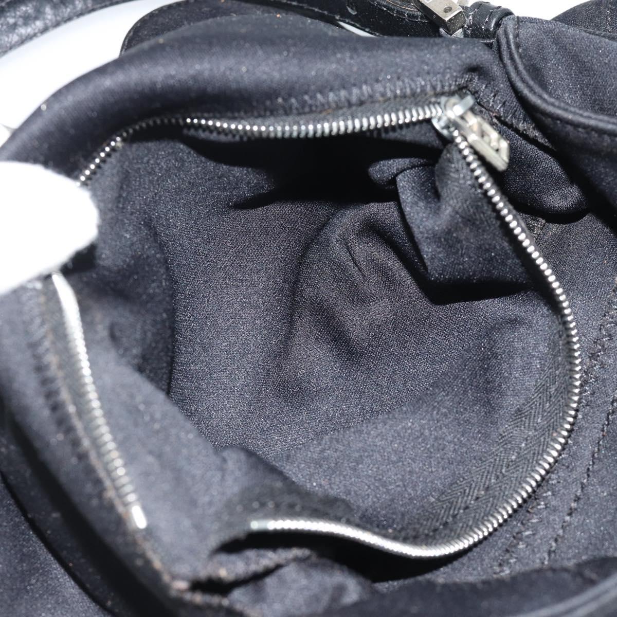 FENDI Mamma Baguette Hand Bag Cotton jersey Black Silver Auth am11937A