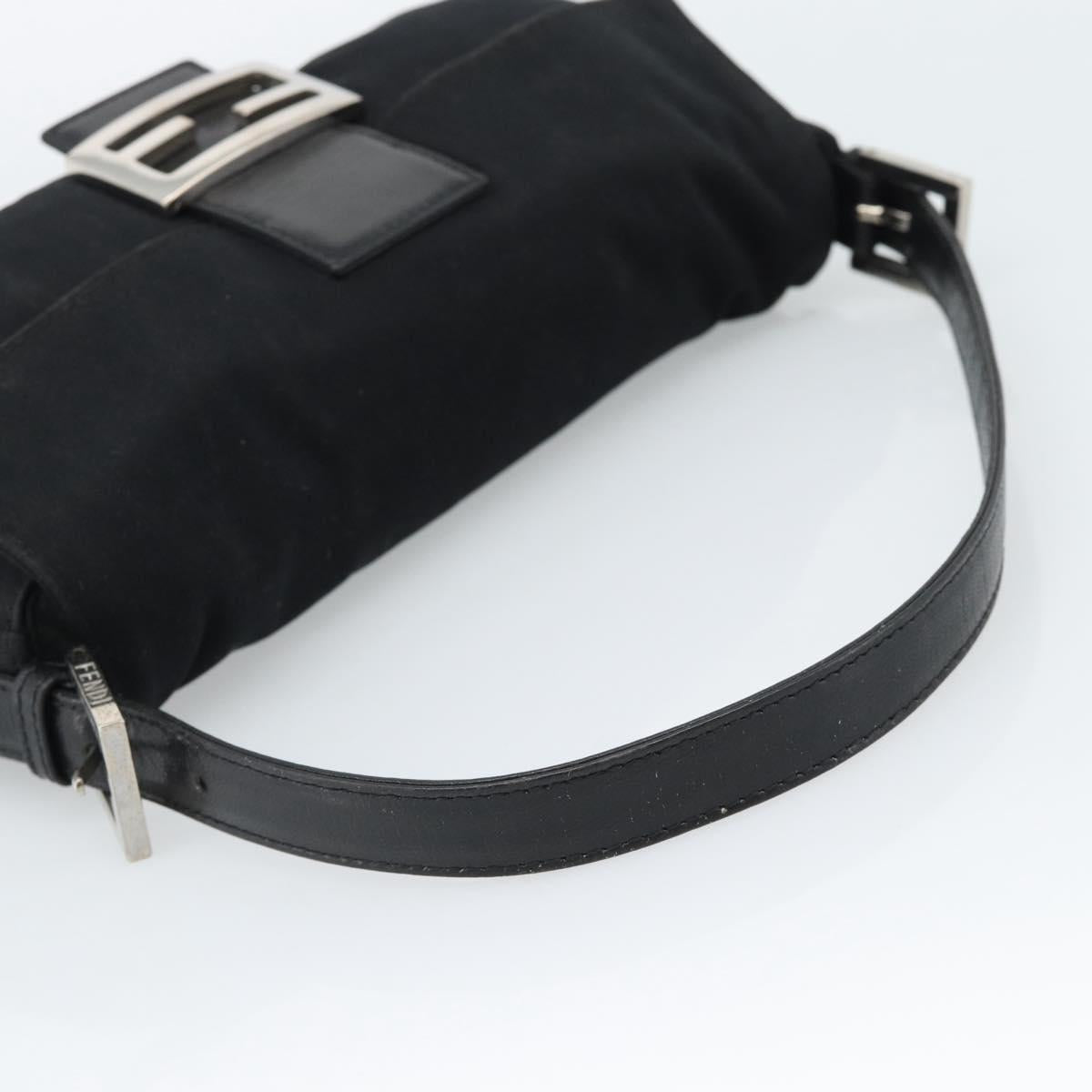 FENDI Mamma Baguette Hand Bag Cotton jersey Black Silver Auth am11937A