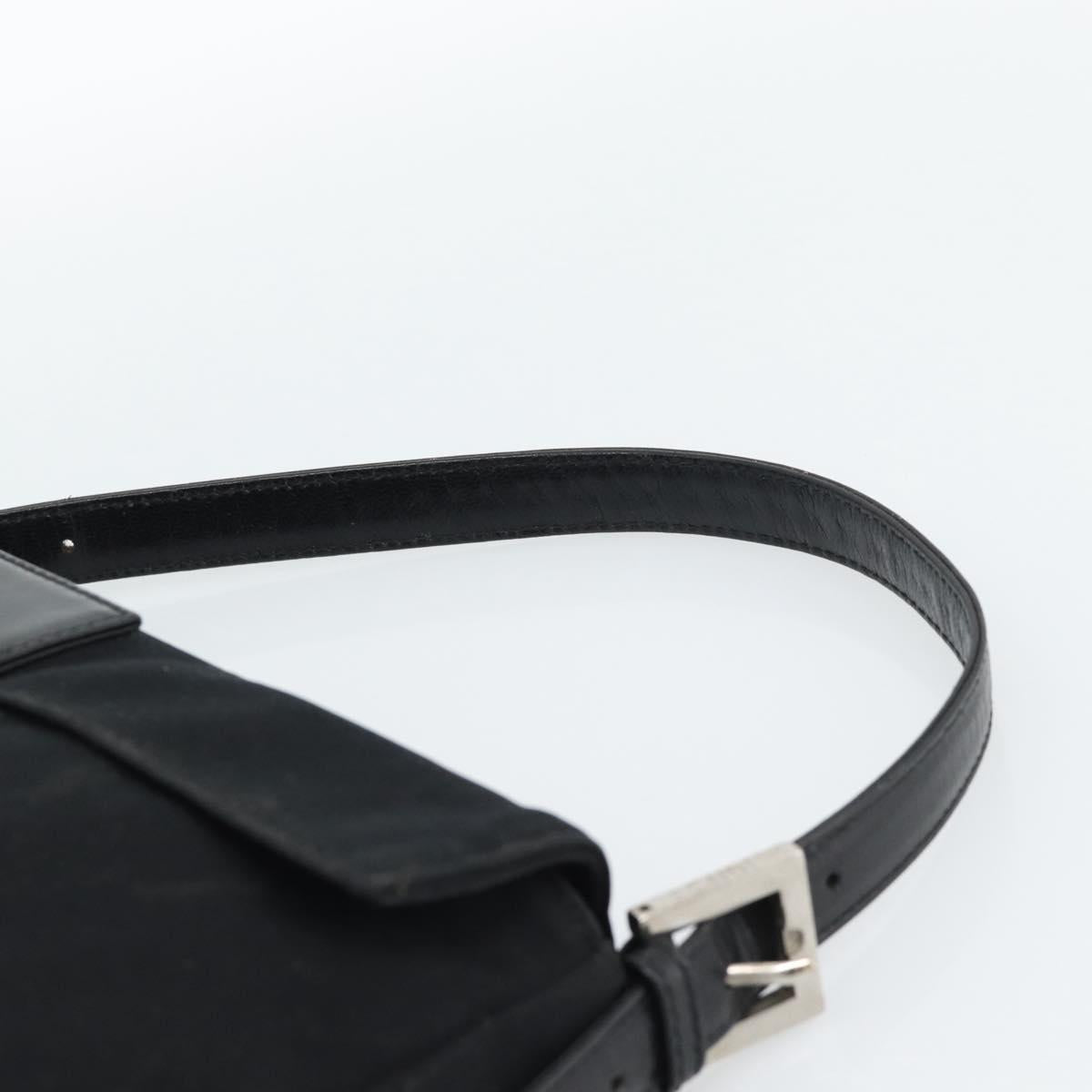 FENDI Mamma Baguette Hand Bag Cotton jersey Black Silver Auth am11937A