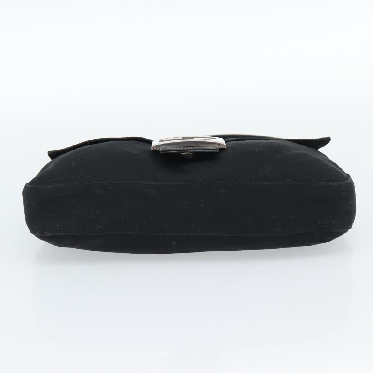 FENDI Mamma Baguette Hand Bag Cotton jersey Black Silver Auth am11937A