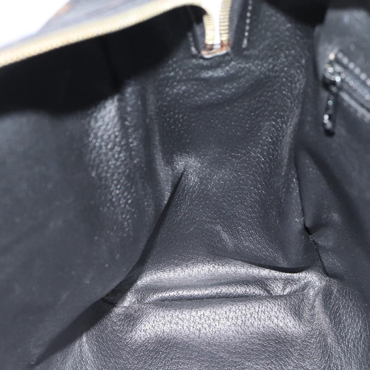 CELINE Macadam Canvas Boston Bag PVC Leather Black Gold Auth am11938V
