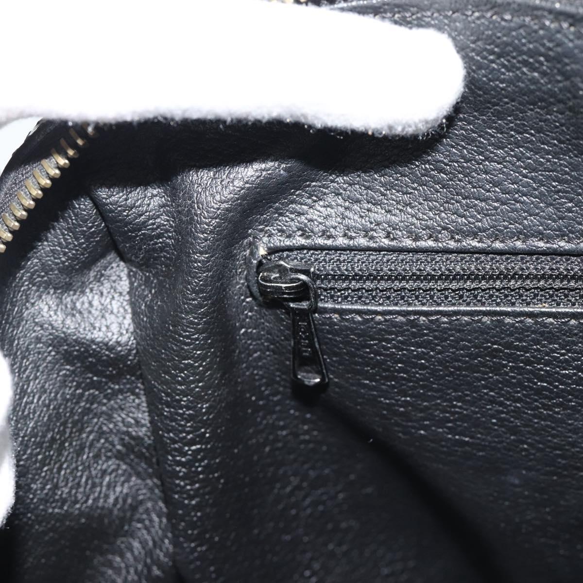 CELINE Macadam Canvas Boston Bag PVC Leather Black Gold Auth am11938V