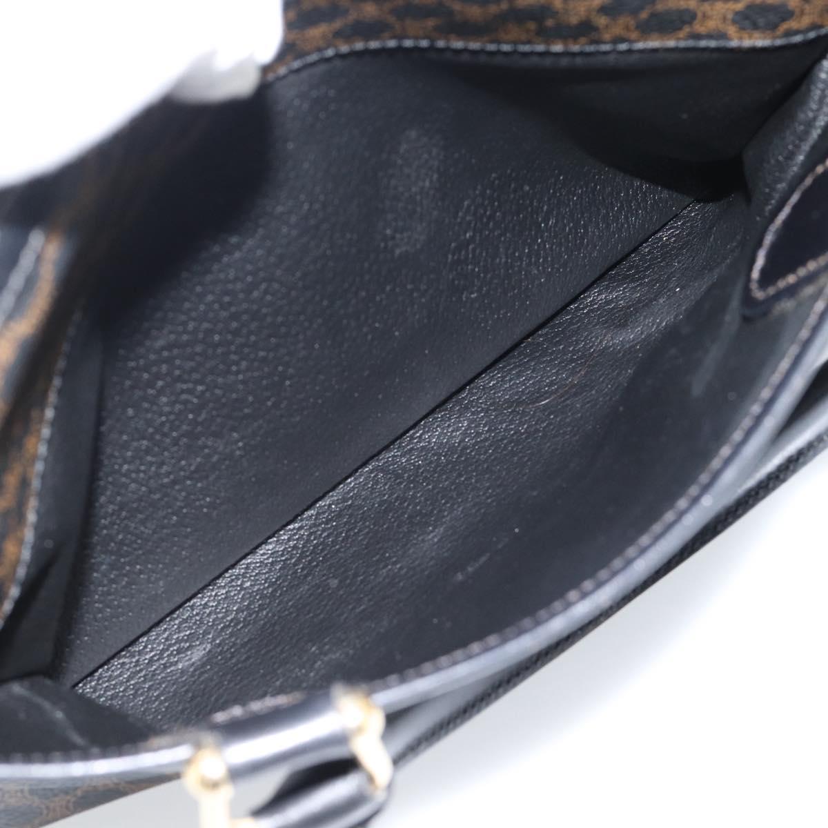 CELINE Macadam Canvas Boston Bag PVC Leather Black Gold Auth am11938V