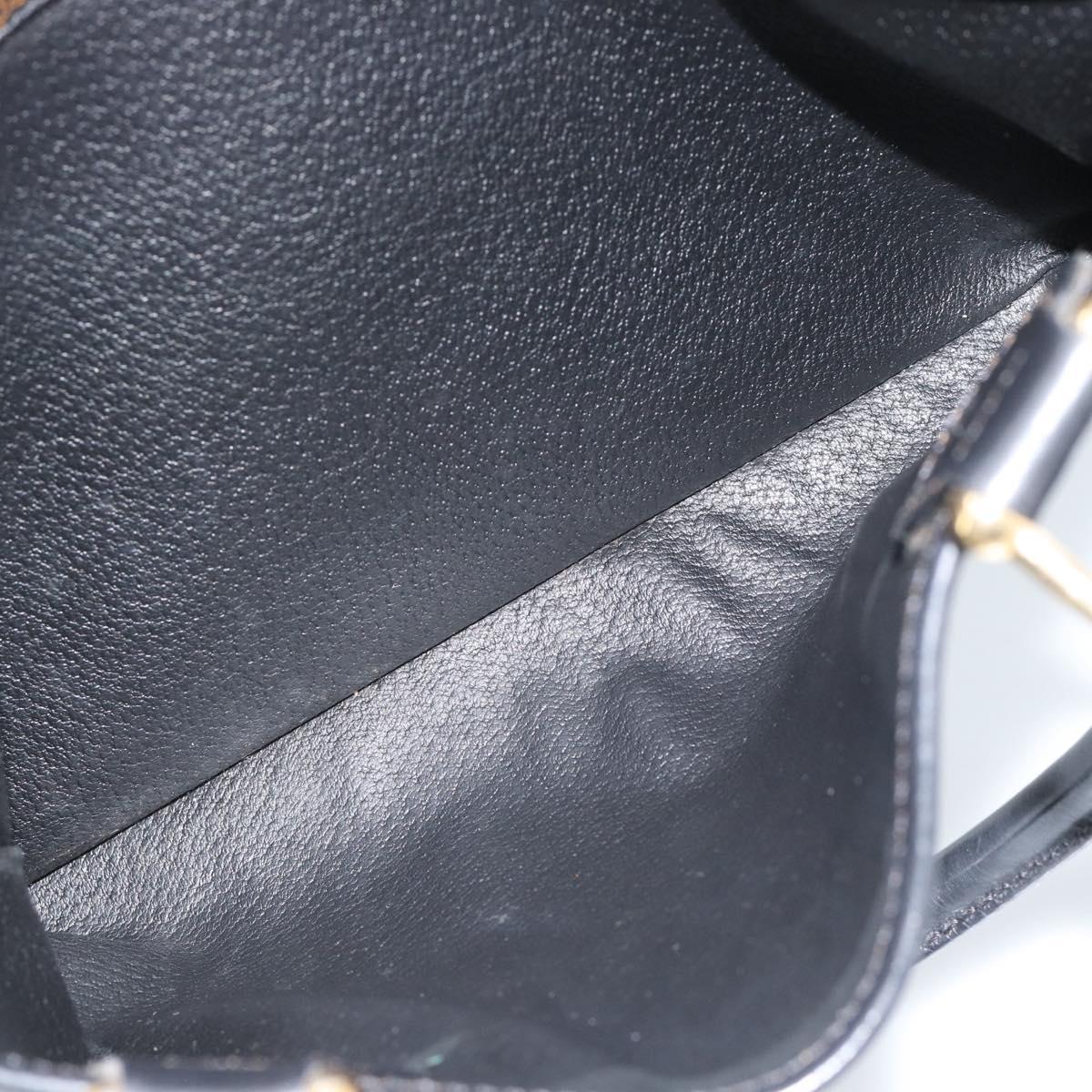 CELINE Macadam Canvas Boston Bag PVC Leather Black Gold Auth am11938V