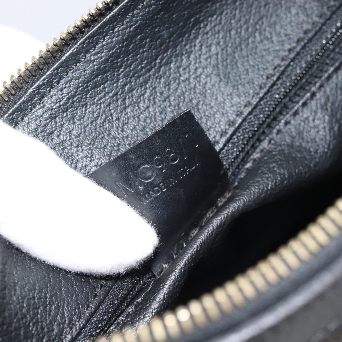 CELINE Macadam Canvas Boston Bag PVC Leather Black Gold Auth am11938V