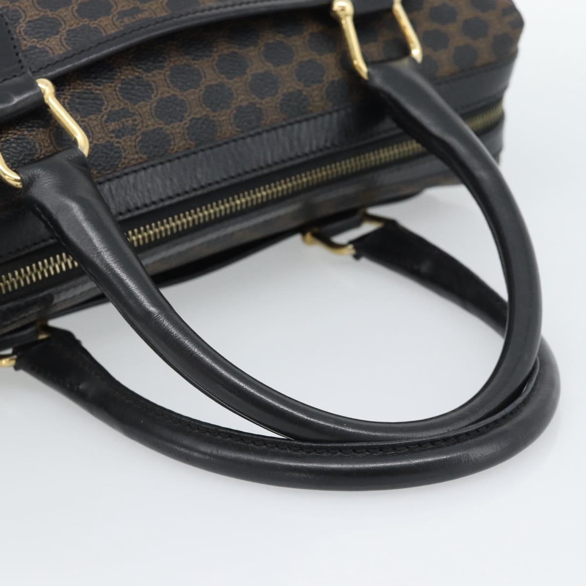 CELINE Macadam Canvas Boston Bag PVC Leather Black Gold Auth am11938V
