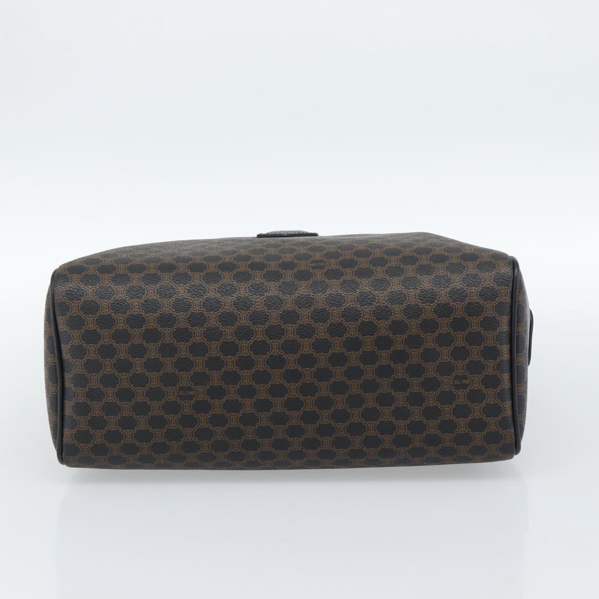CELINE Macadam Canvas Boston Bag PVC Leather Black Gold Auth am11938V