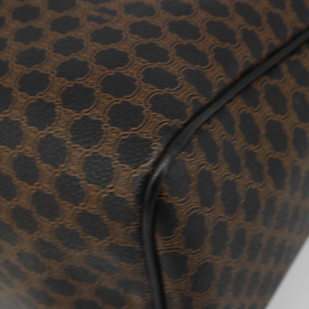 CELINE Macadam Canvas Boston Bag PVC Leather Black Gold Auth am11939V