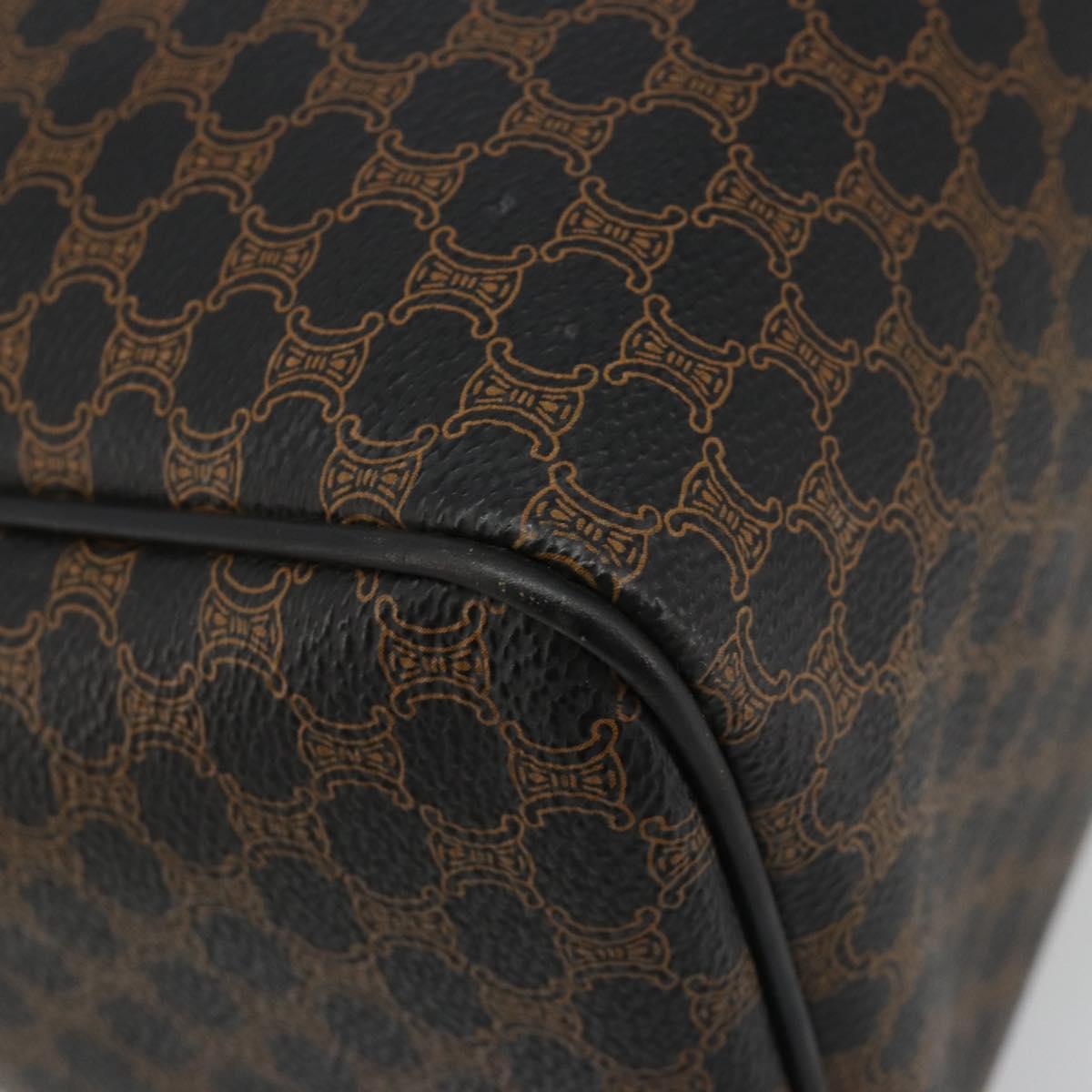 CELINE Macadam Canvas Boston Bag PVC Leather Black Gold Auth am11939V