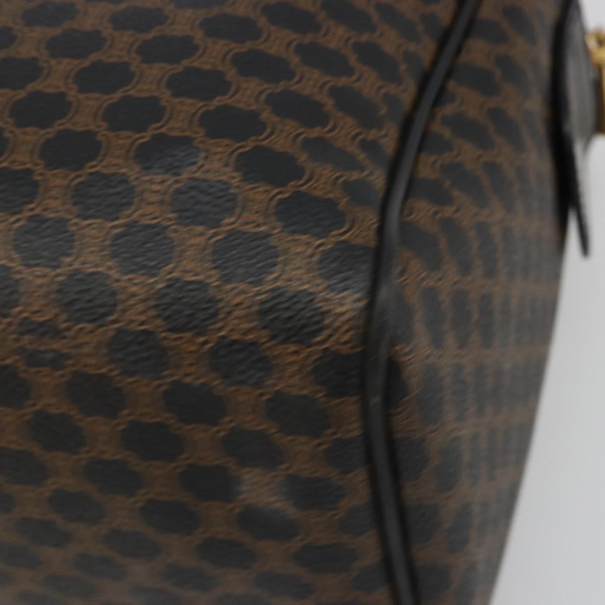CELINE Macadam Canvas Boston Bag PVC Leather Black Gold Auth am11939V