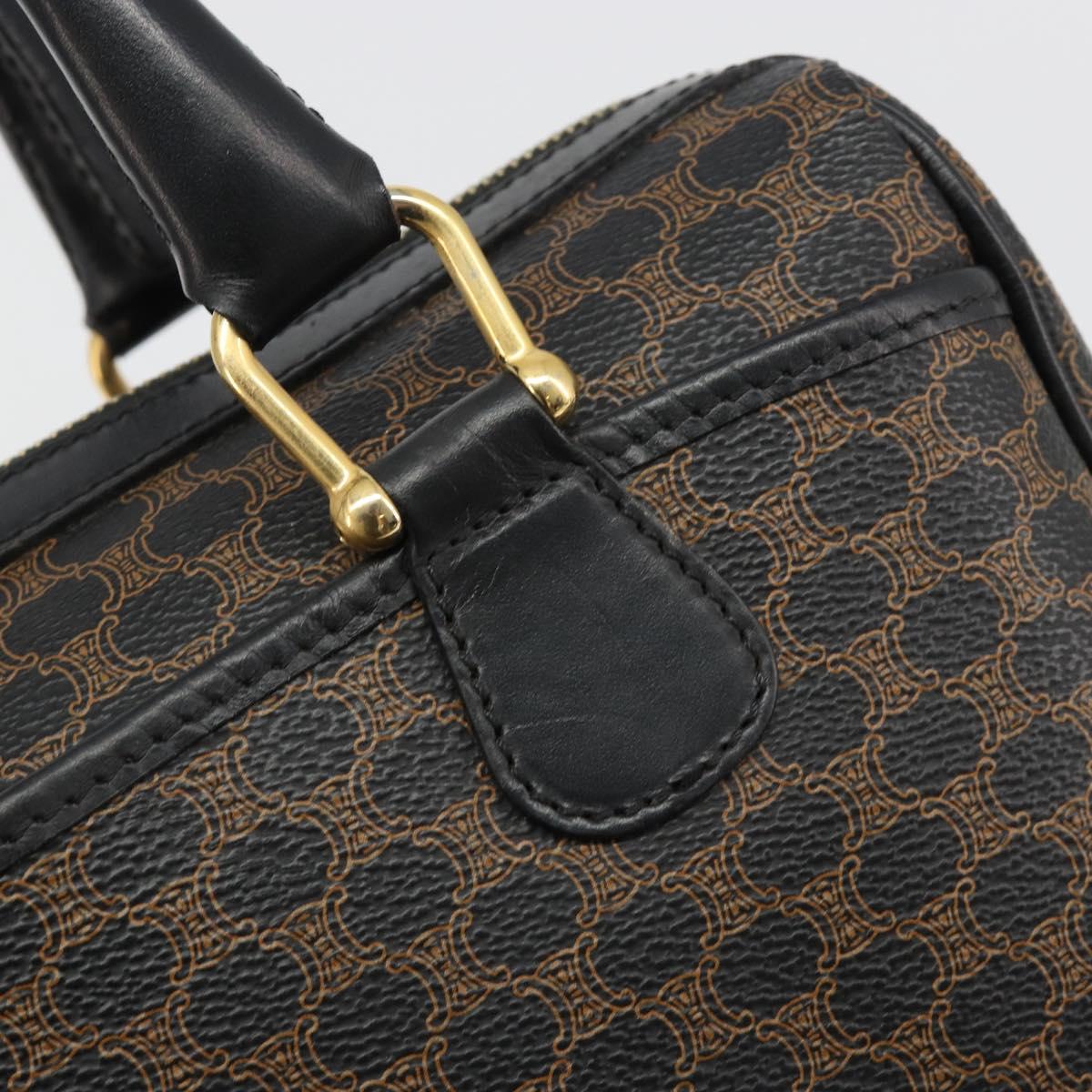 CELINE Macadam Canvas Boston Bag PVC Leather Black Gold Auth am11939V