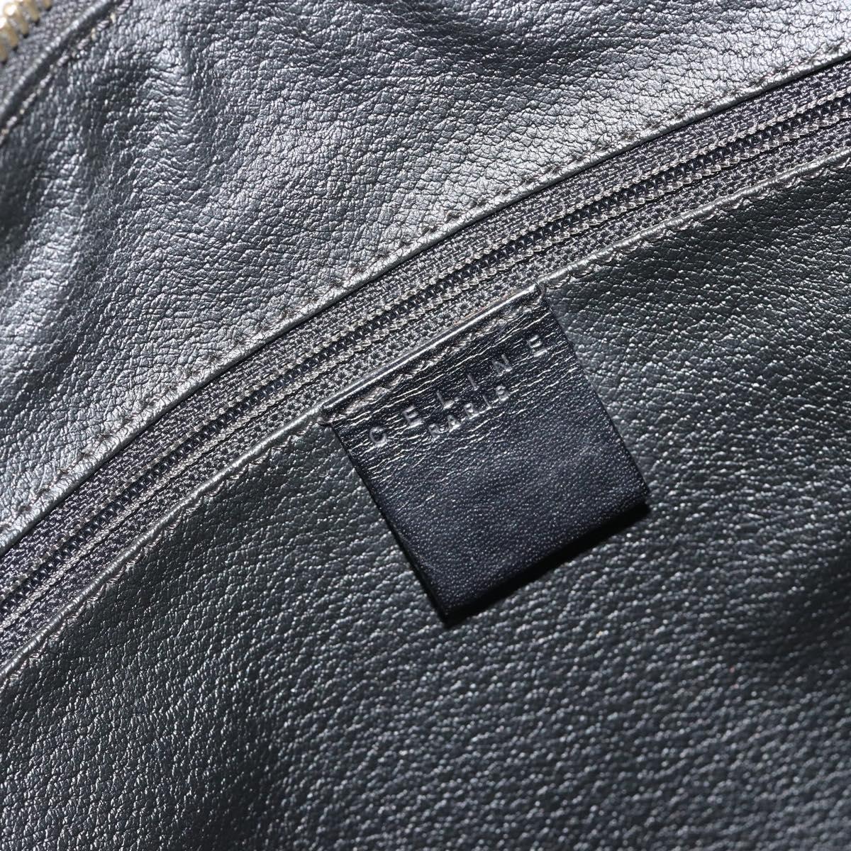 CELINE Macadam Canvas Boston Bag PVC Leather Black Gold Auth am11939V