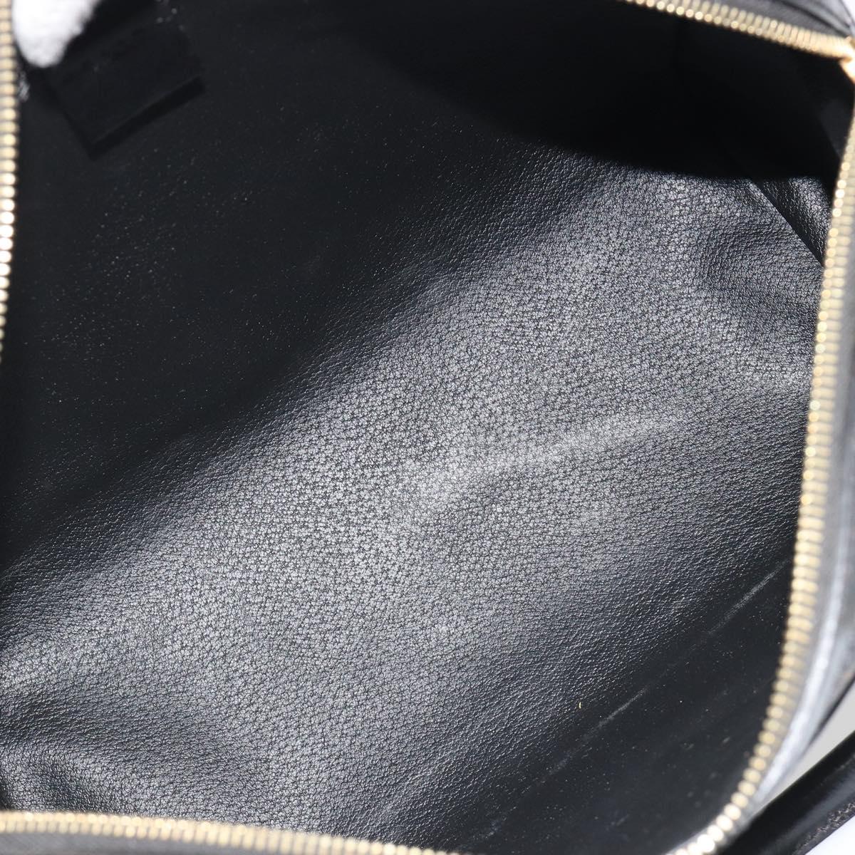 CELINE Macadam Canvas Boston Bag PVC Leather Black Gold Auth am11939V
