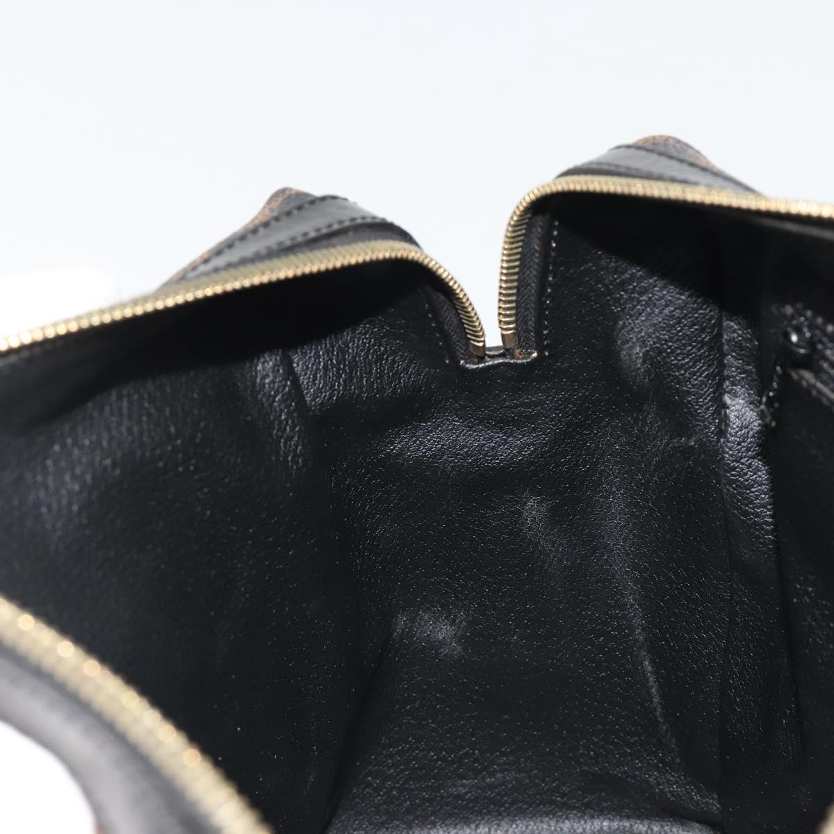 CELINE Macadam Canvas Boston Bag PVC Leather Black Gold Auth am11939V