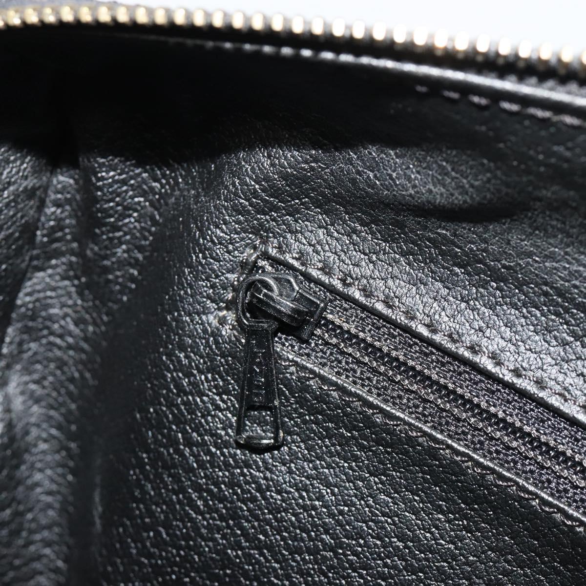 CELINE Macadam Canvas Boston Bag PVC Leather Black Gold Auth am11939V