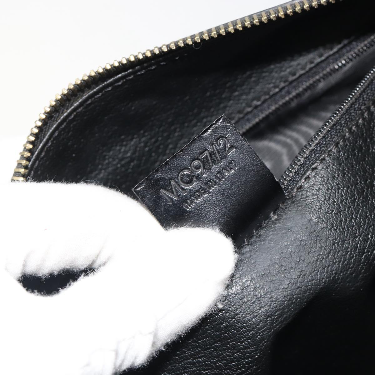 CELINE Macadam Canvas Boston Bag PVC Leather Black Gold Auth am11939V
