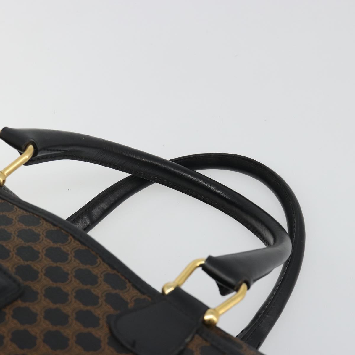CELINE Macadam Canvas Boston Bag PVC Leather Black Gold Auth am11939V