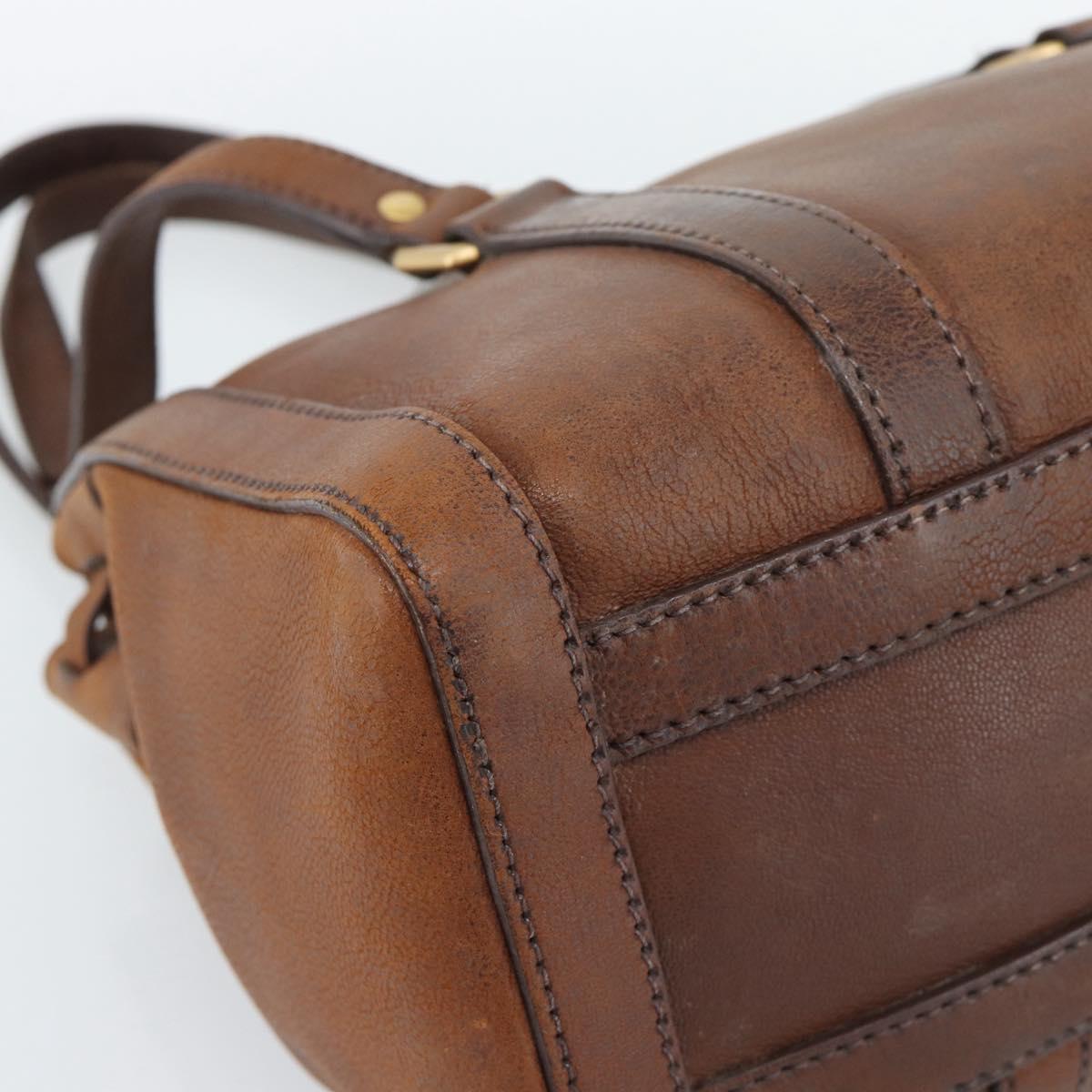 PRADA Ready Lock Tote Bag Leather Brown Gold Auth am11940V