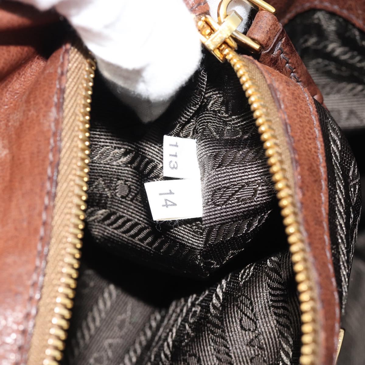 PRADA Ready Lock Tote Bag Leather Brown Gold Auth am11940V