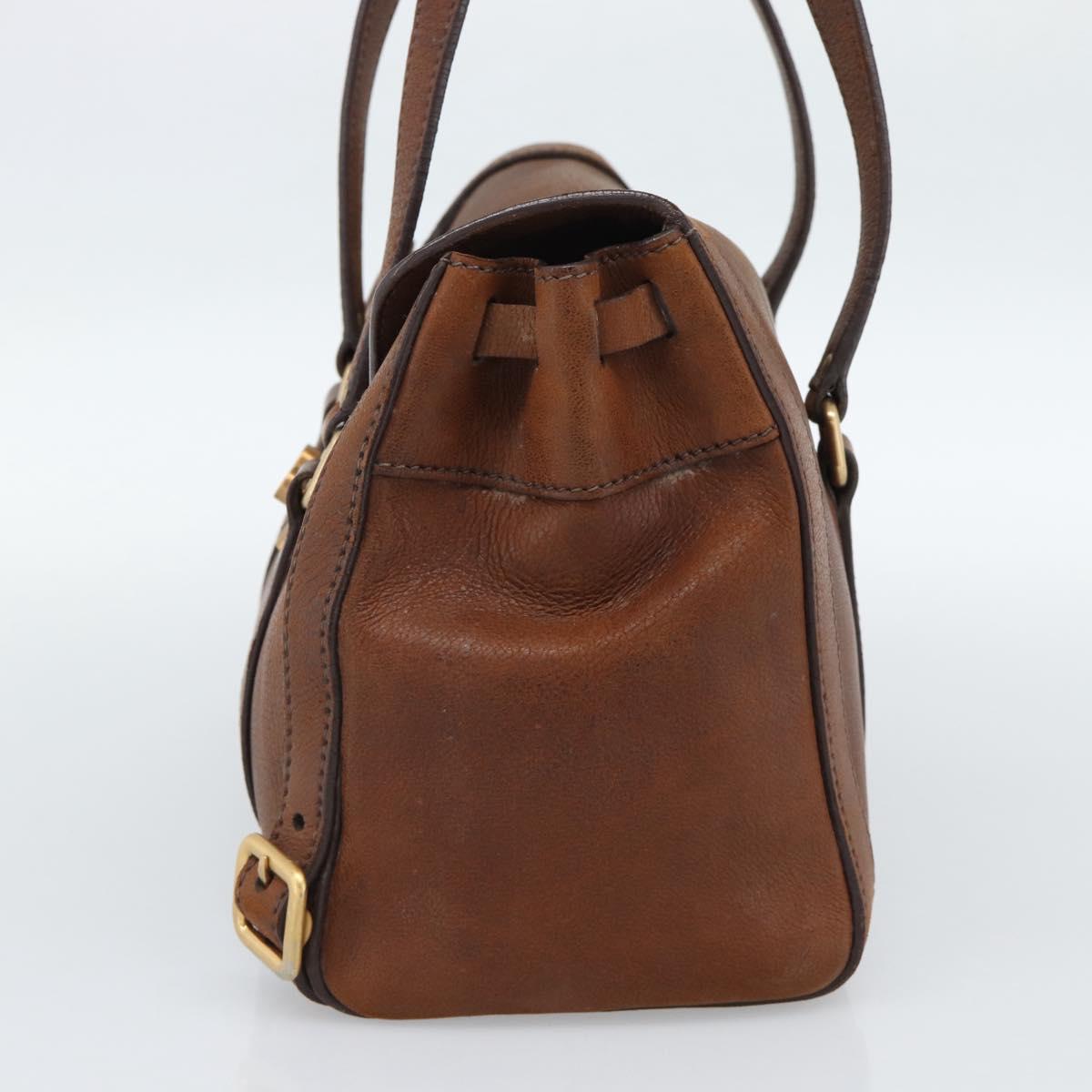 PRADA Ready Lock Tote Bag Leather Brown Gold Auth am11940V