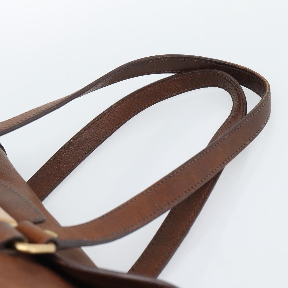PRADA Ready Lock Tote Bag Leather Brown Gold Auth am11940V