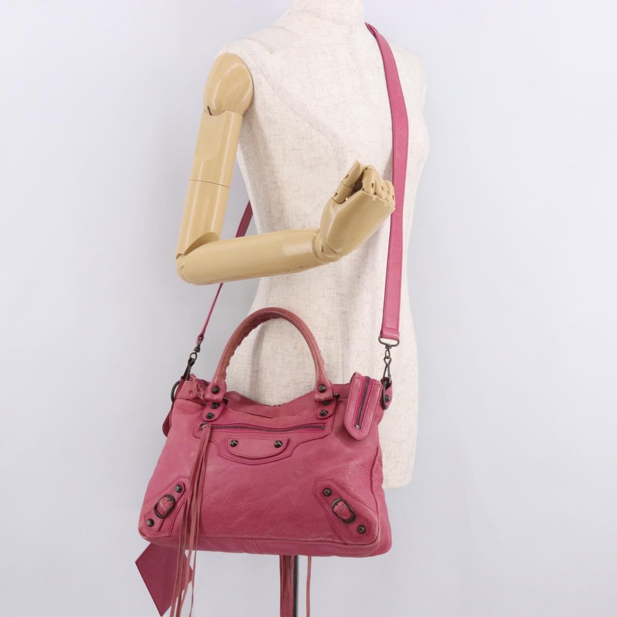 BALENCIAGA The Town Hand Bag Leather 2way Pink 240579 Auth am11942V