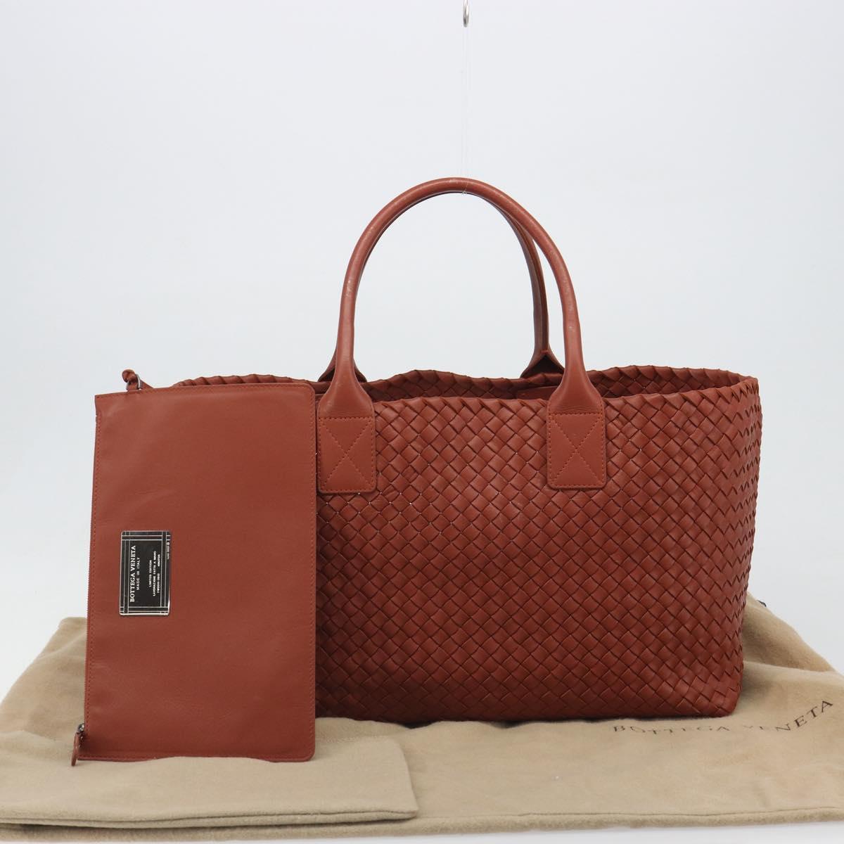 BOTTEGA VENETA INTRECCIATO Cabas MM Tote Bag Leather Brown 115664 Auth am11943SM