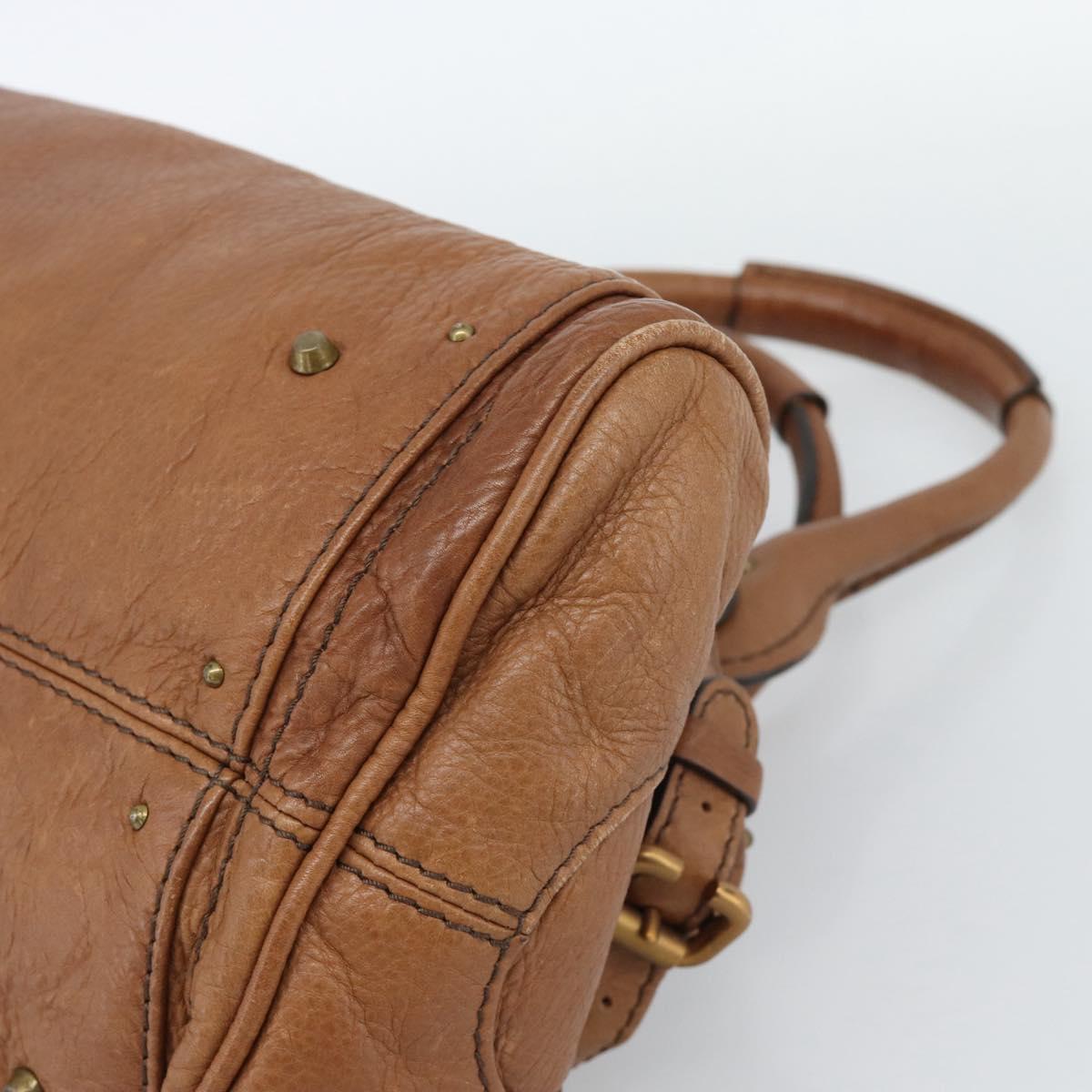 Chloe Paddington Hand Bag Leather Brown Gold Silver Auth am11945V