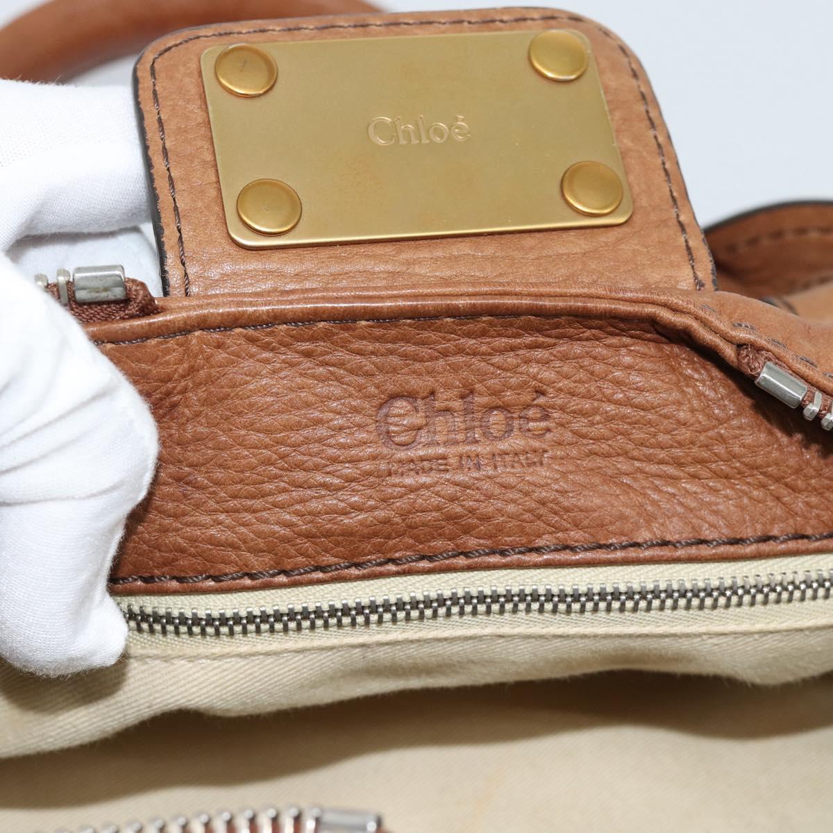Chloe Paddington Hand Bag Leather Brown Gold Silver Auth am11945V
