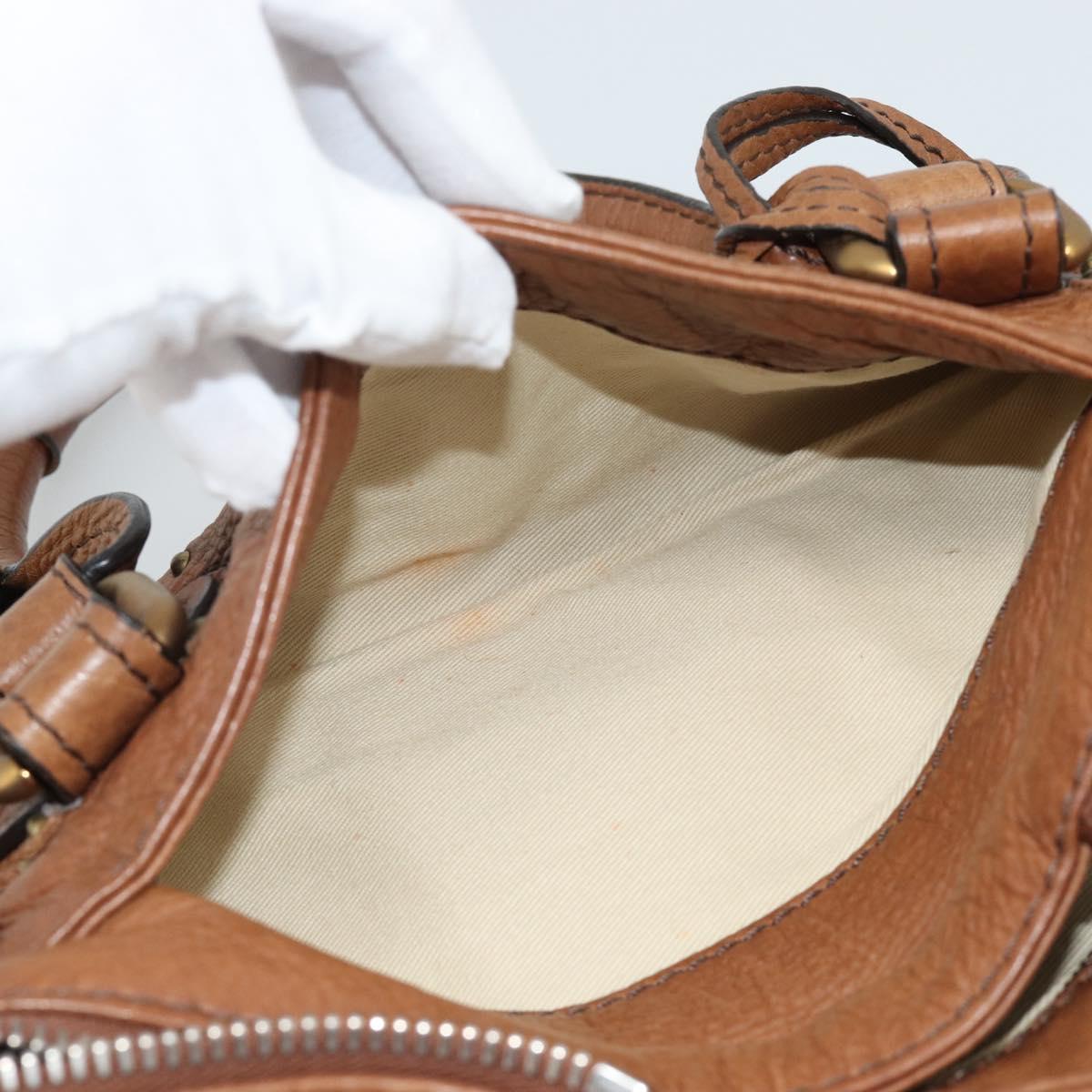 Chloe Paddington Hand Bag Leather Brown Gold Silver Auth am11945V