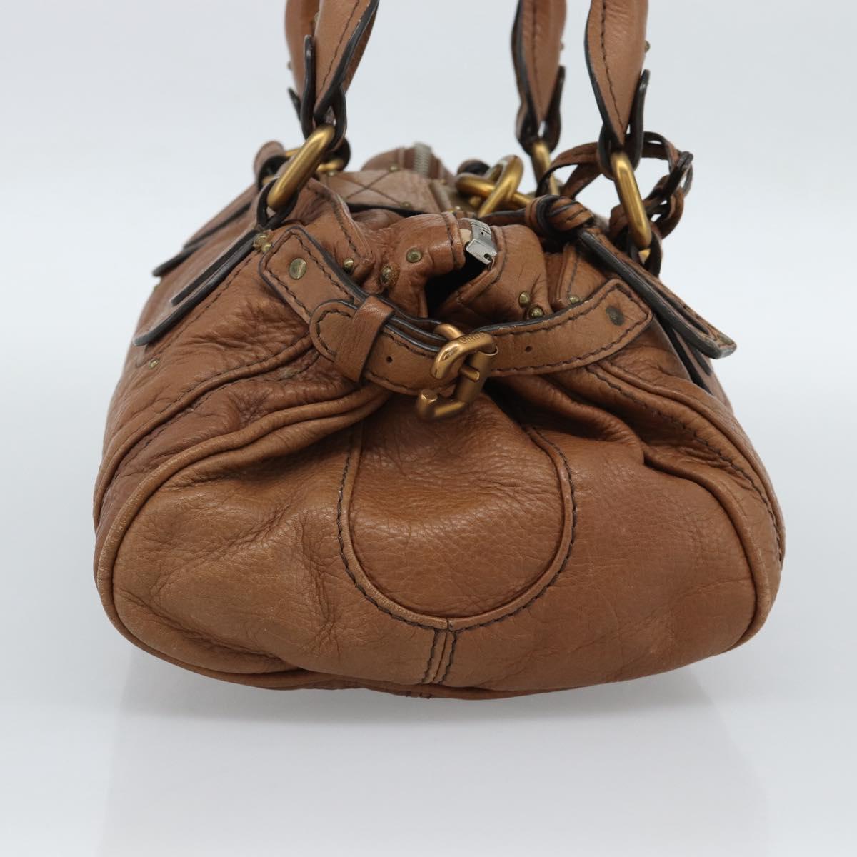 Chloe Paddington Hand Bag Leather Brown Gold Silver Auth am11945V