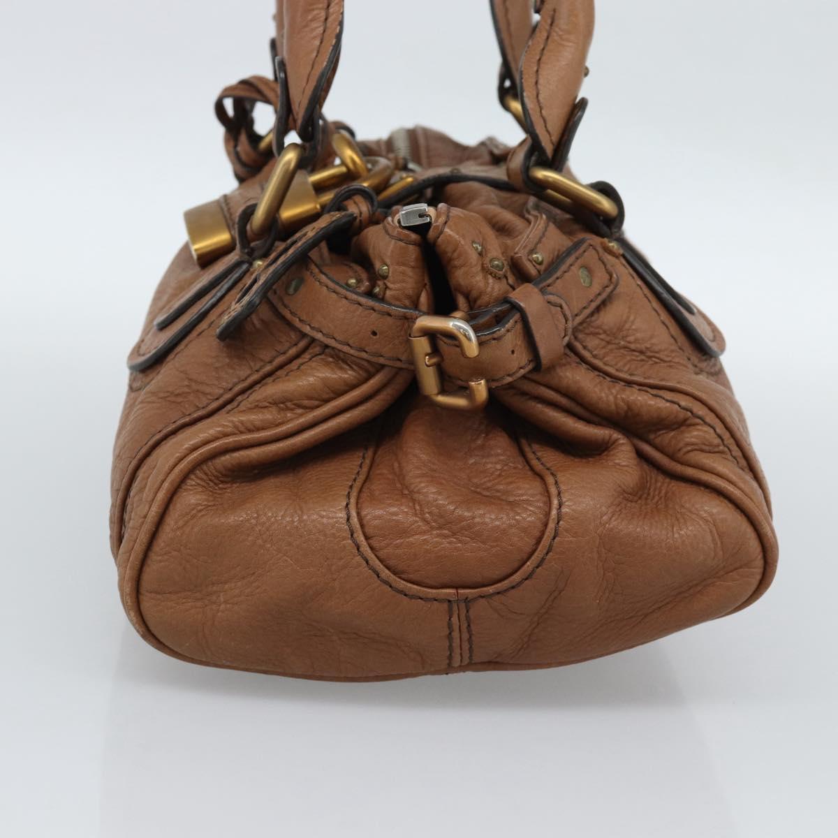Chloe Paddington Hand Bag Leather Brown Gold Silver Auth am11945V