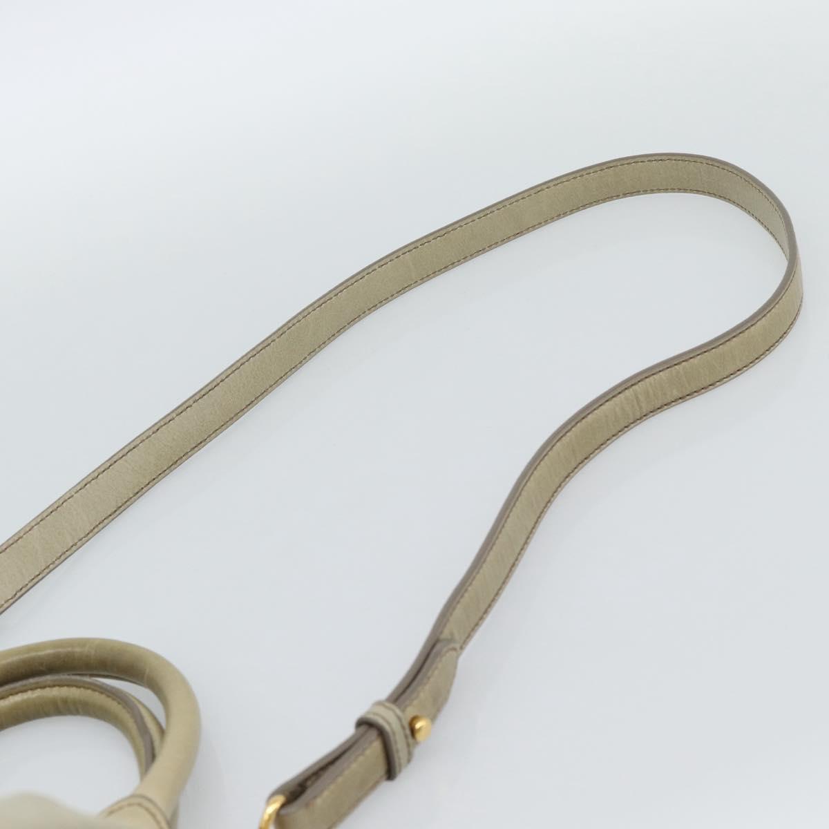 Miu Miu Side Ribbon Hand Bag Leather 2way Beige Gold Auth am11947V