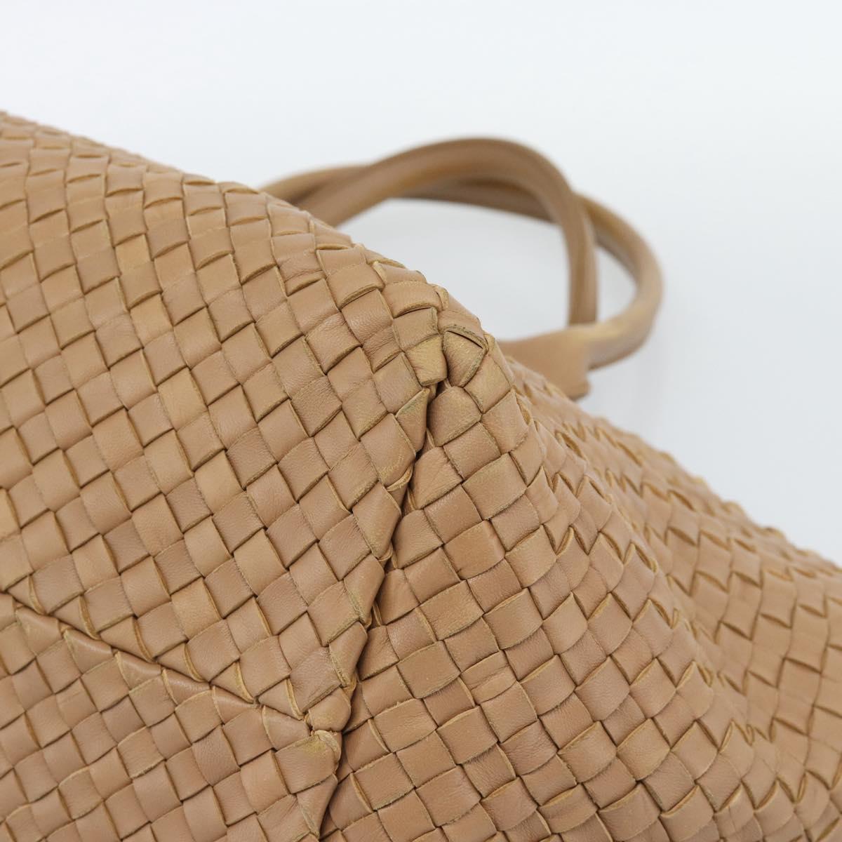 BOTTEGA VENETA INTRECCIATO Cabas MM Tote Bag Leather Beige 115664 Auth am11951V