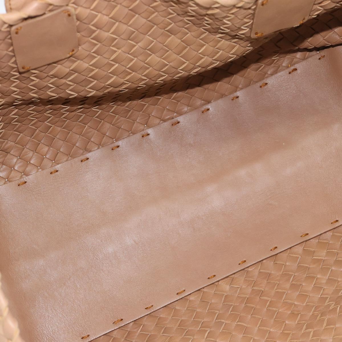 BOTTEGA VENETA INTRECCIATO Cabas MM Tote Bag Leather Beige 115664 Auth am11951V
