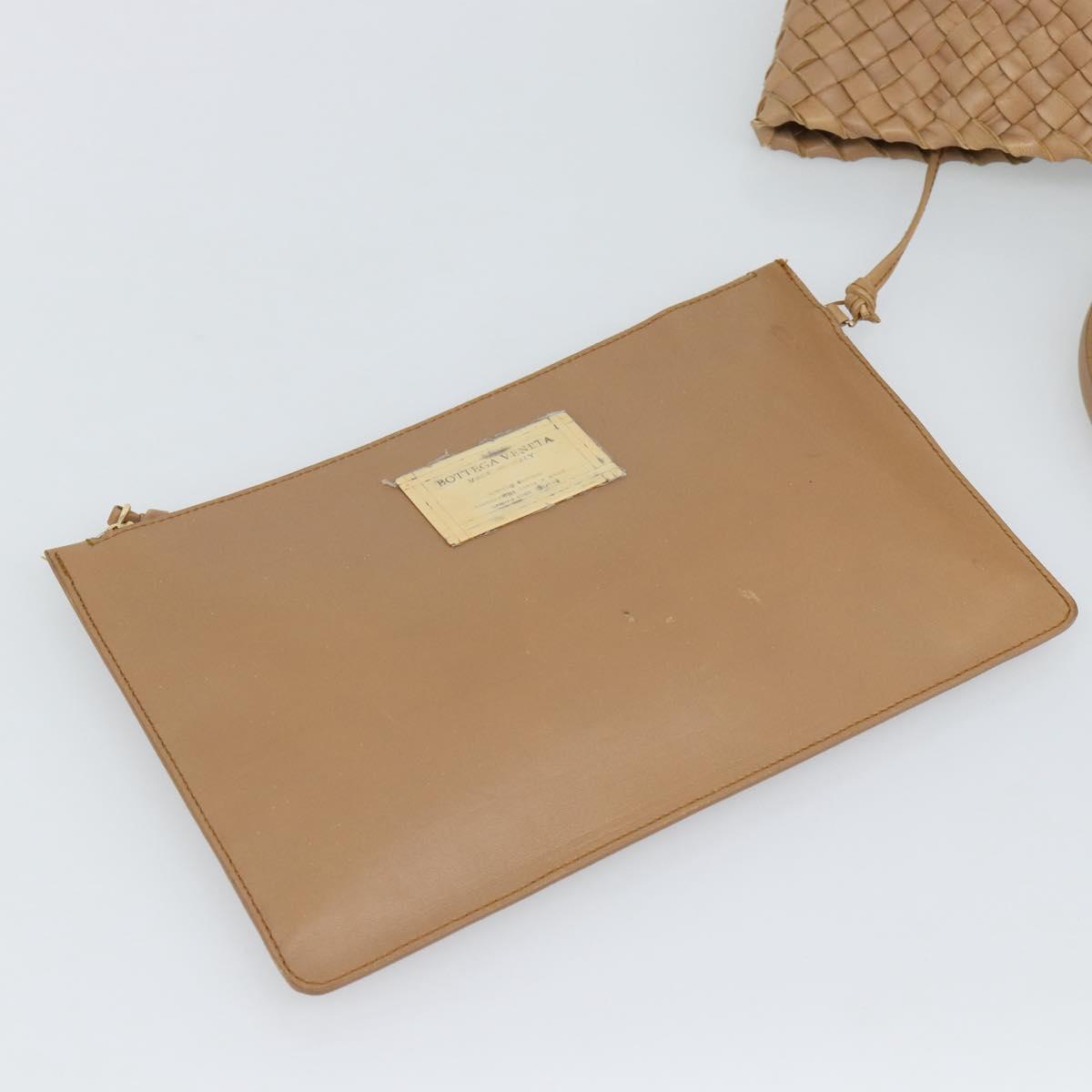 BOTTEGA VENETA INTRECCIATO Cabas MM Tote Bag Leather Beige 115664 Auth am11951V