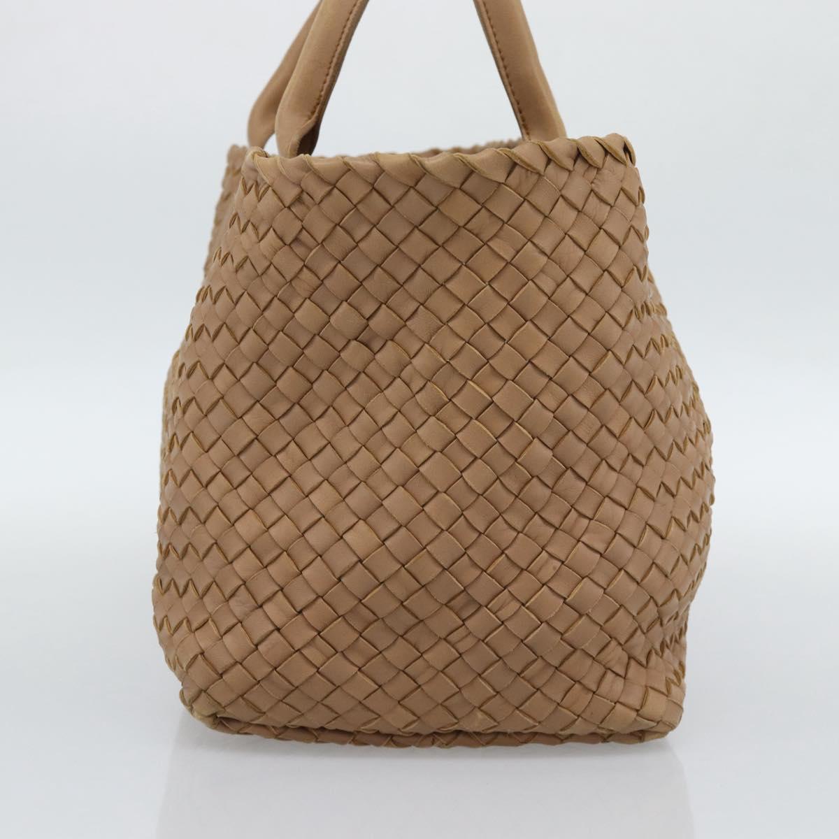 BOTTEGA VENETA INTRECCIATO Cabas MM Tote Bag Leather Beige 115664 Auth am11951V