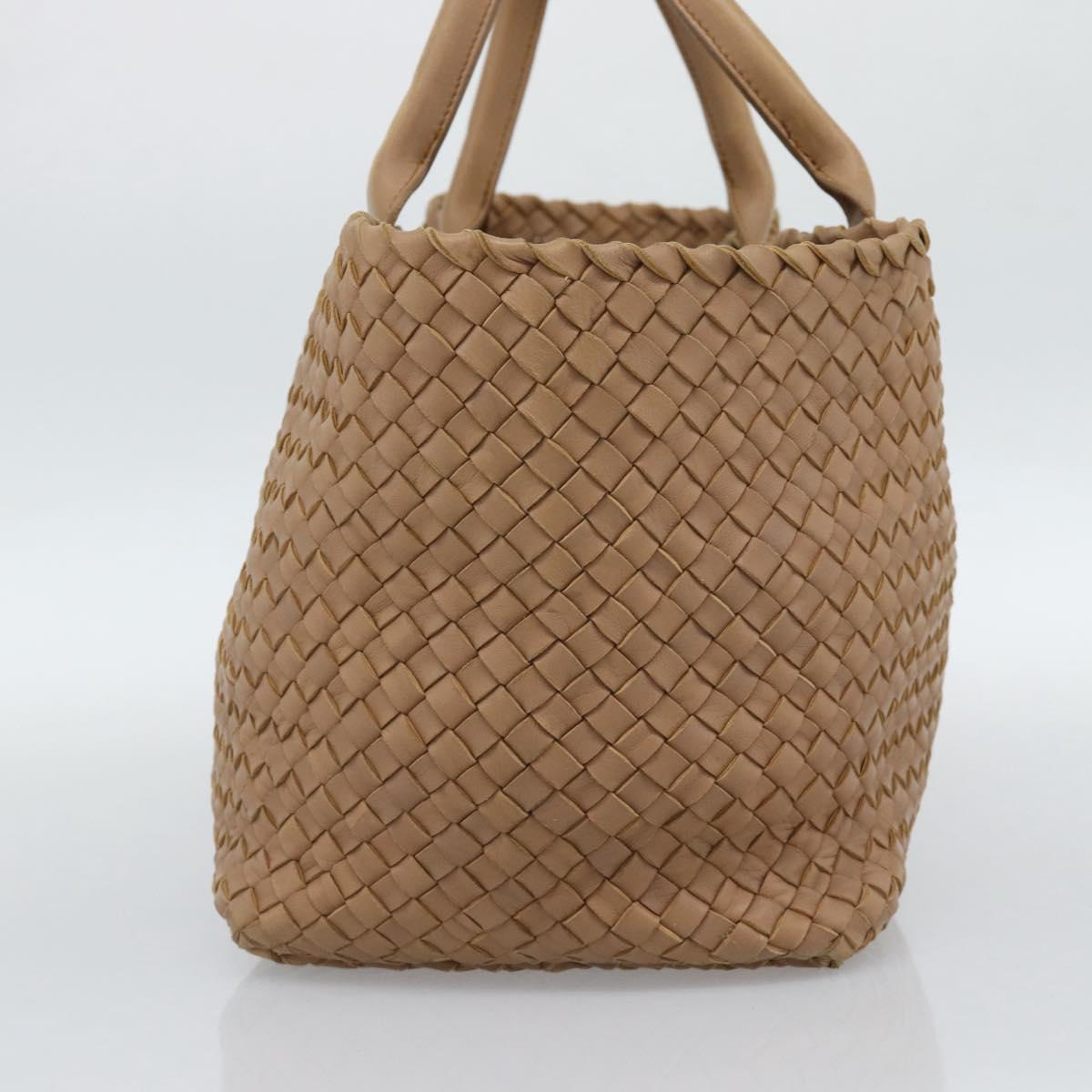 BOTTEGA VENETA INTRECCIATO Cabas MM Tote Bag Leather Beige 115664 Auth am11951V