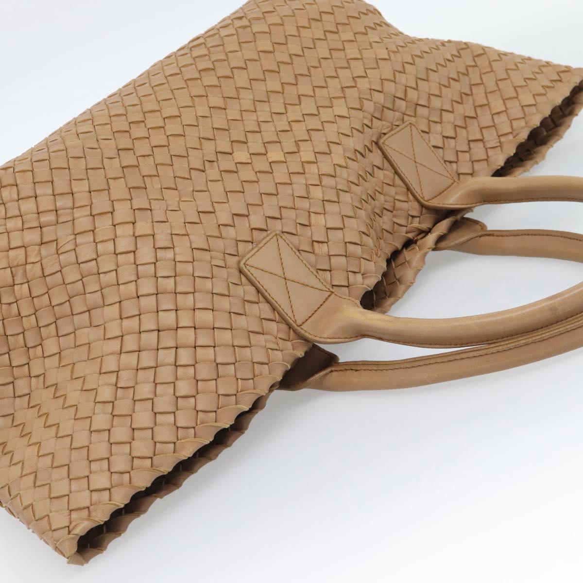 BOTTEGA VENETA INTRECCIATO Cabas MM Tote Bag Leather Beige 115664 Auth am11951V