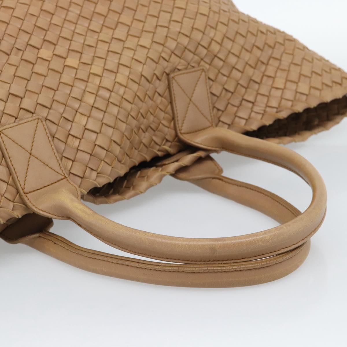 BOTTEGA VENETA INTRECCIATO Cabas MM Tote Bag Leather Beige 115664 Auth am11951V