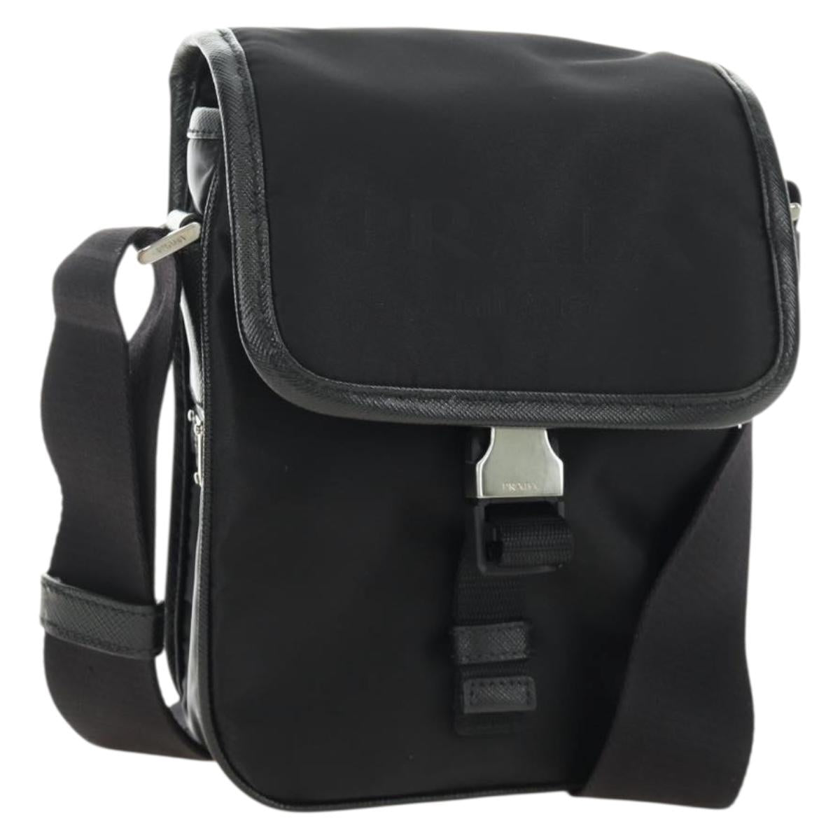 PRADA Shoulder Bag Nylon Black Silver Auth am11956SAM
