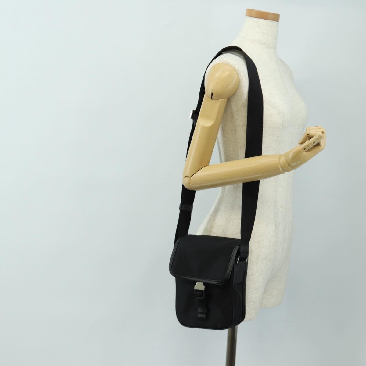 PRADA Shoulder Bag Nylon Black Silver Auth am11956SAM