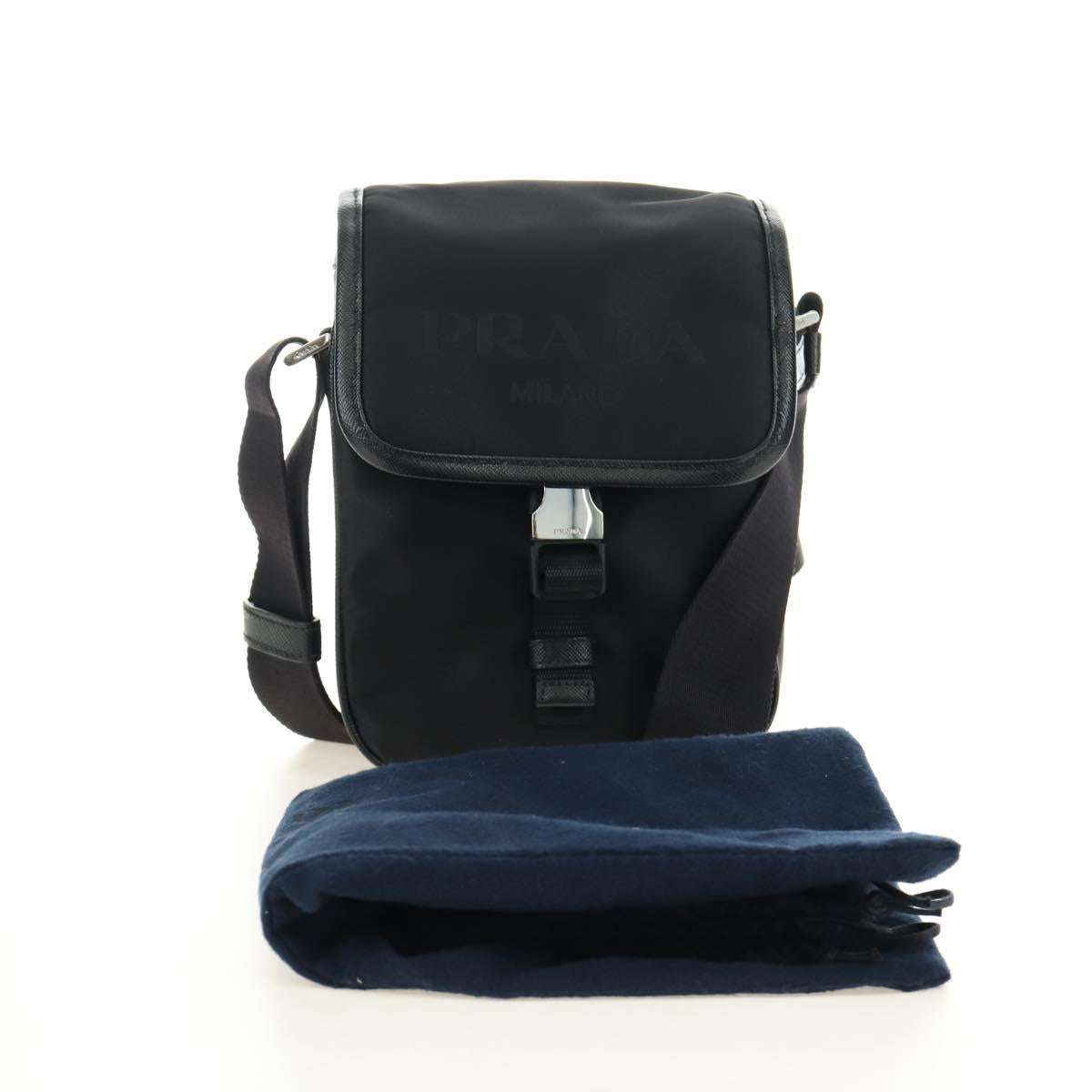 PRADA Shoulder Bag Nylon Black Silver Auth am11956SAM