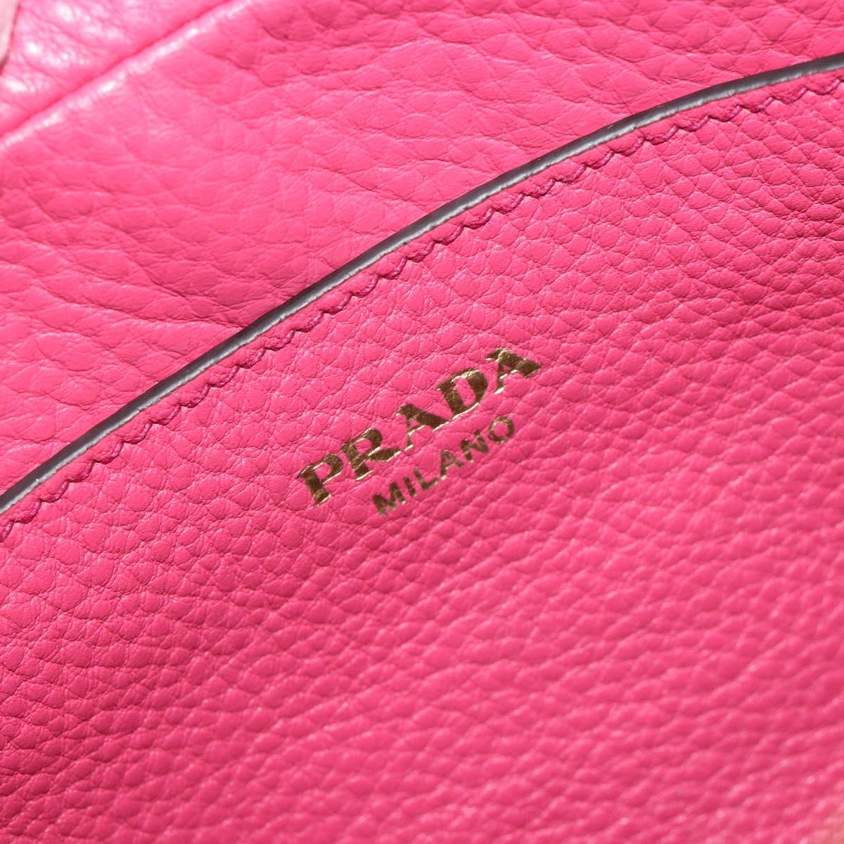 PRADA Shoulder Bag Safiano leather Pink Gold 1BD163 Auth am11957M