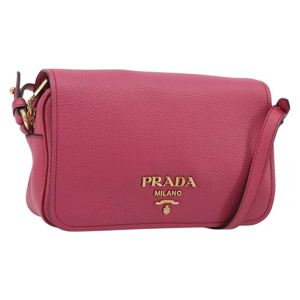 PRADA Shoulder Bag Safiano leather Pink Gold 1BD163 Auth am11957M