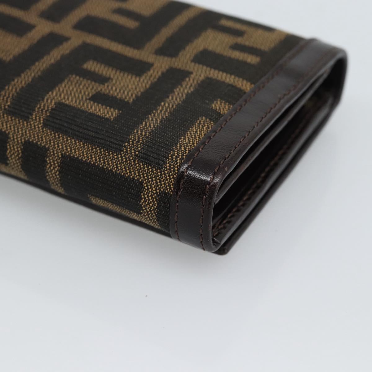 FENDI Zucca Canvas Bifold Wallet Black Brown Auth am11958V