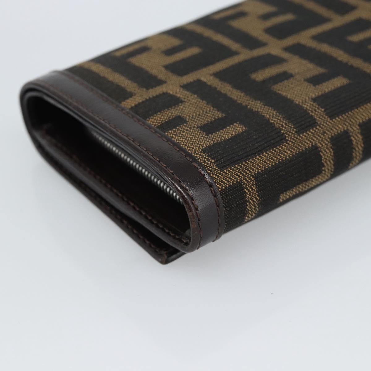FENDI Zucca Canvas Bifold Wallet Black Brown Auth am11958V