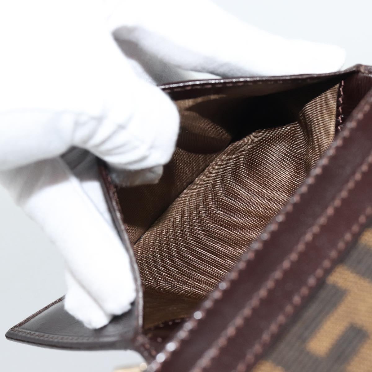 FENDI Zucca Canvas Bifold Wallet Black Brown Auth am11958V